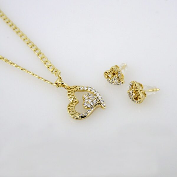 Cadenas & Colgantes & Earrings/ Chain W/Pendants /14K Real Color/Zircon Stone/ 3mm x 45cm// SET215
