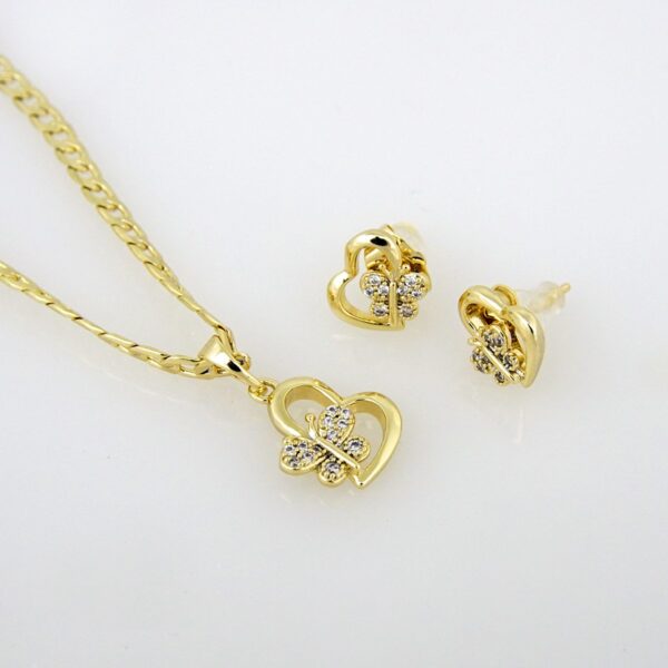 Cadenas & Colgantes & Earrings/ Chain W/Pendants /  14K Real Color/  Zircon Stone/  3mmx45cm// SET225