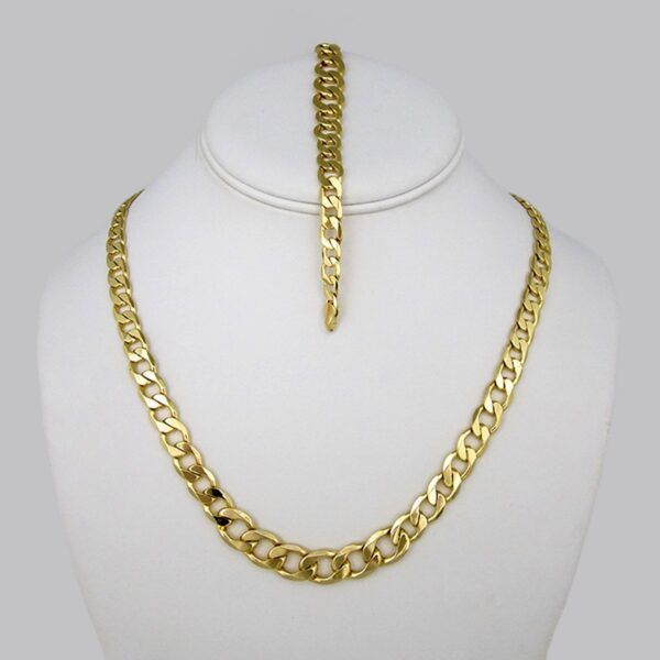 Gargantilla & Pulsera / Choker W/ Bracelet/ 14K Real Color/ Plain/ 8mm x 45cm// SET252