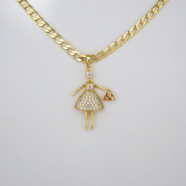 Cadenas & Colgantes/ Chain W/Pendants /14K Real Color/Zircon Stone/ 4mmx45cm// SET324