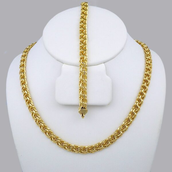 Gargantilla & Pulsera / Choker W/ Bracelet/ 14K Real Color/ Plain/ 6mm x 45cm// SET349