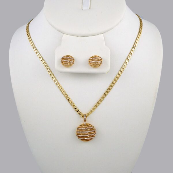 Cadenas & Colgantes & Earrings/ Chain W/Pendants /14K Real Color/Zircon Stone/3mmx45cm// SET352