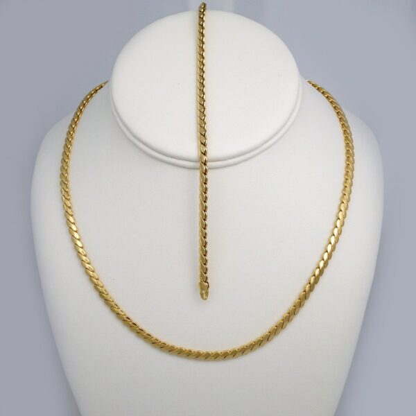 Gargantilla & Pulsera / Choker W/ Bracelet/  14K Real Color/  Plain/  6mm x 45cm// SET391