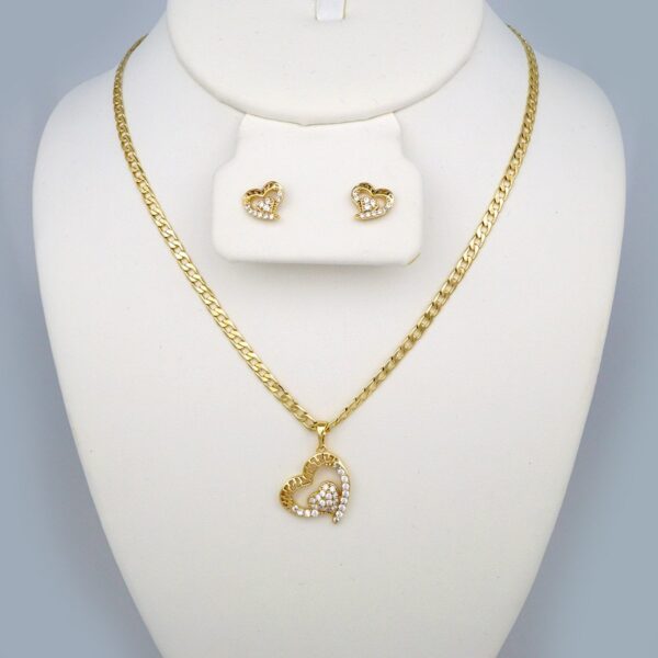 Cadenas & Colgantes & Earrings/ Chain W/Pendants /  14K Real Color/  Zircon Stone/  3mmx45cm// SET401