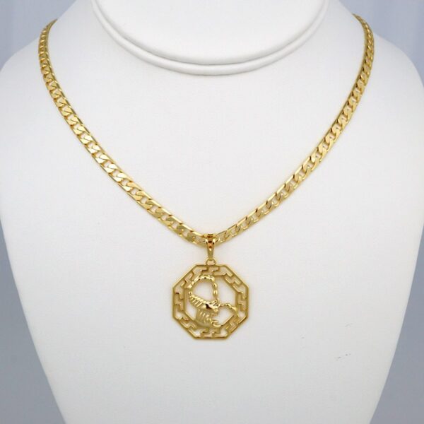 Cadenas & Colgantes/ Chain Men/Pendants/  14K Real Color/  Plain/  6mm x60cm/  Zodiac Sign// SET409