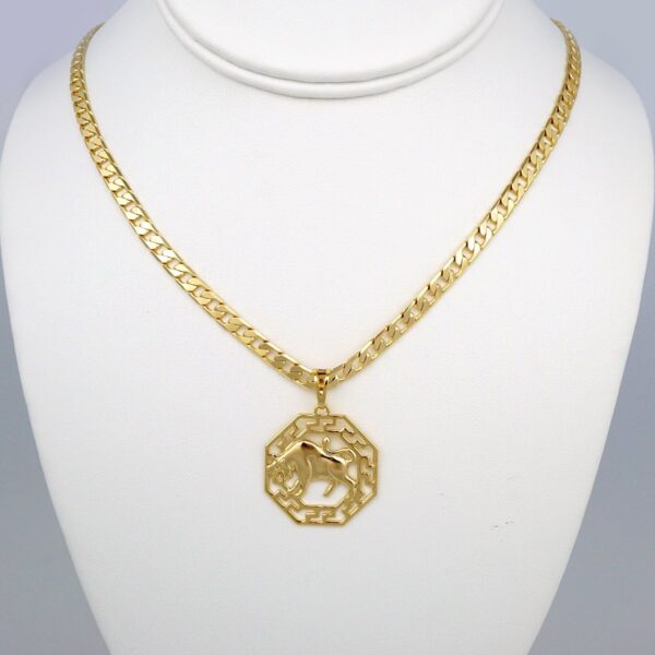 Cadenas & Colgantes/ Chain Men/Pendants/  14K Real Color/  Plain/  6mm x60cm/  Zodiac Sign// SET417