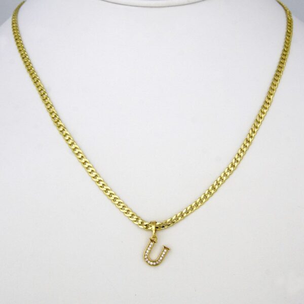 Cadenas & Colgantes/ Chain W/Pendants / 14K Real Color/ Zircon Stone/ 2mm X 45cm  FREE SHIPPING OVER $50.00 DOLLAR PURCHASE///SET42