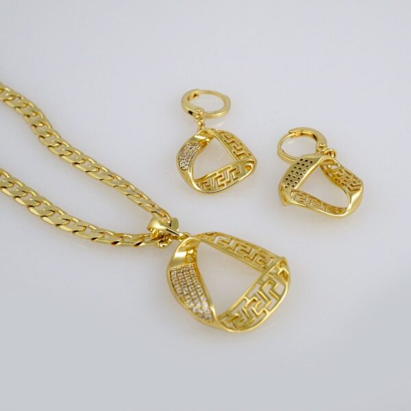 Cadenas & Colgantes & Earrings/ Chain W/Pendants /14K Real Color/Zircon Stone/ 6mmx45cm// SET442