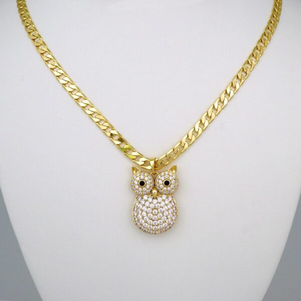 Cadenas & Colgantes/ Chain /Pendants / 14K Real Color/ Zircon Stone/  5mm x45cm/  Lechuza// SET506