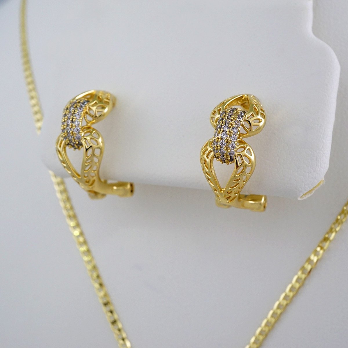 Cadenas & Colgantes & Earrings/ Rings/Bracelets/ Chain W/Pendants /14K Real Color/Zircon Stone// SET511 - Image 3
