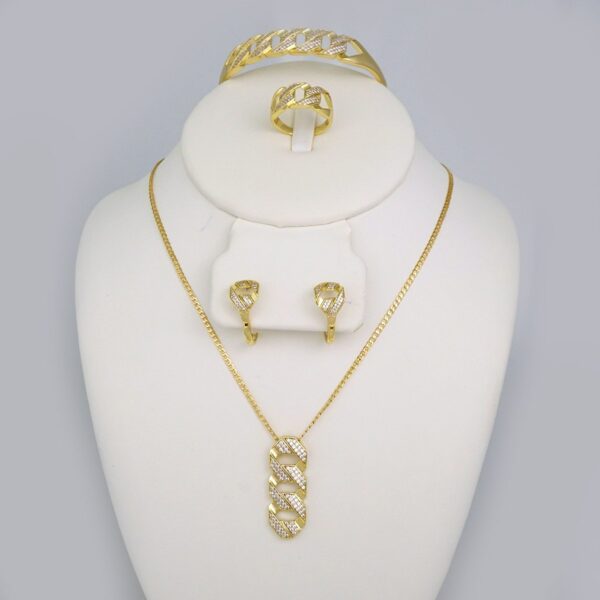 Cadenas & Colgantes & Earrings/ Rings/Bracelets/ Chain W/Pendants /14K Real Color/Zircon Stone// SET512