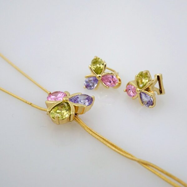 Cadenas & Colgantes & Earrings/ Chain W/Pendants /14K Real Color/Zircon Stone// SET519