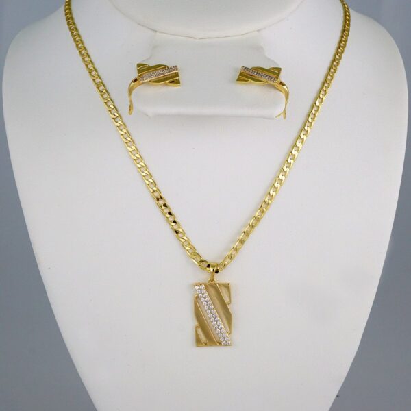 Cadenas & Colgantes & Earrings/  Chain W/Pendants /  14K Real Color/  Zircon Stone/  3mmx45// SET623