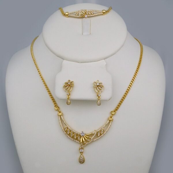 Cadenas & Colgantes & Earrings/Bracelets/ Chain W/Pendants /  14K Real Color/  Zircon Stone// SET624