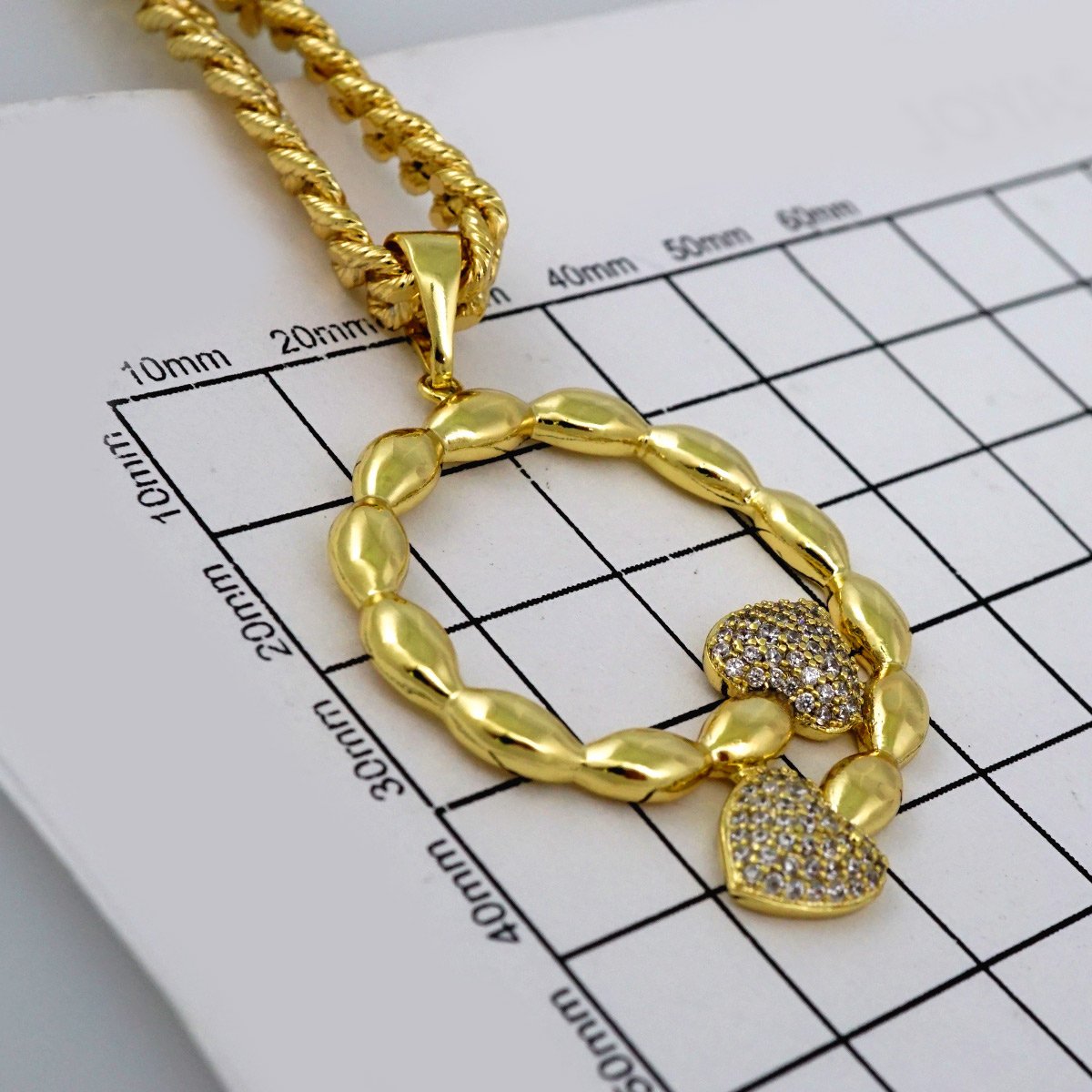 Cadenas & Colgantes/ Chain W/Pendants /14K Real Color/Zircon Stone/ 4mm x45cm// SET545 - Image 3
