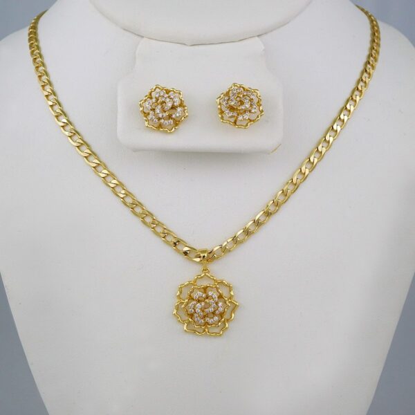 Cadenas & Colgantes & Earrings/ Chain W/Pendants /14K Real Color/Zircon Stone/ 4mm// SET601