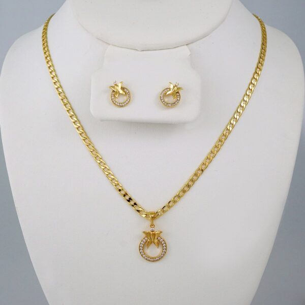 Cadenas & Colgantes & Earrings/ Chain W/Pendants /14K Real Color/Zircon Stone// SET615