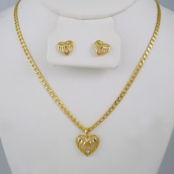 Cadenas & Colgantes & Earrings/ Chain W/Pendants /  14K Real Color/  Zircon Stone// SET616