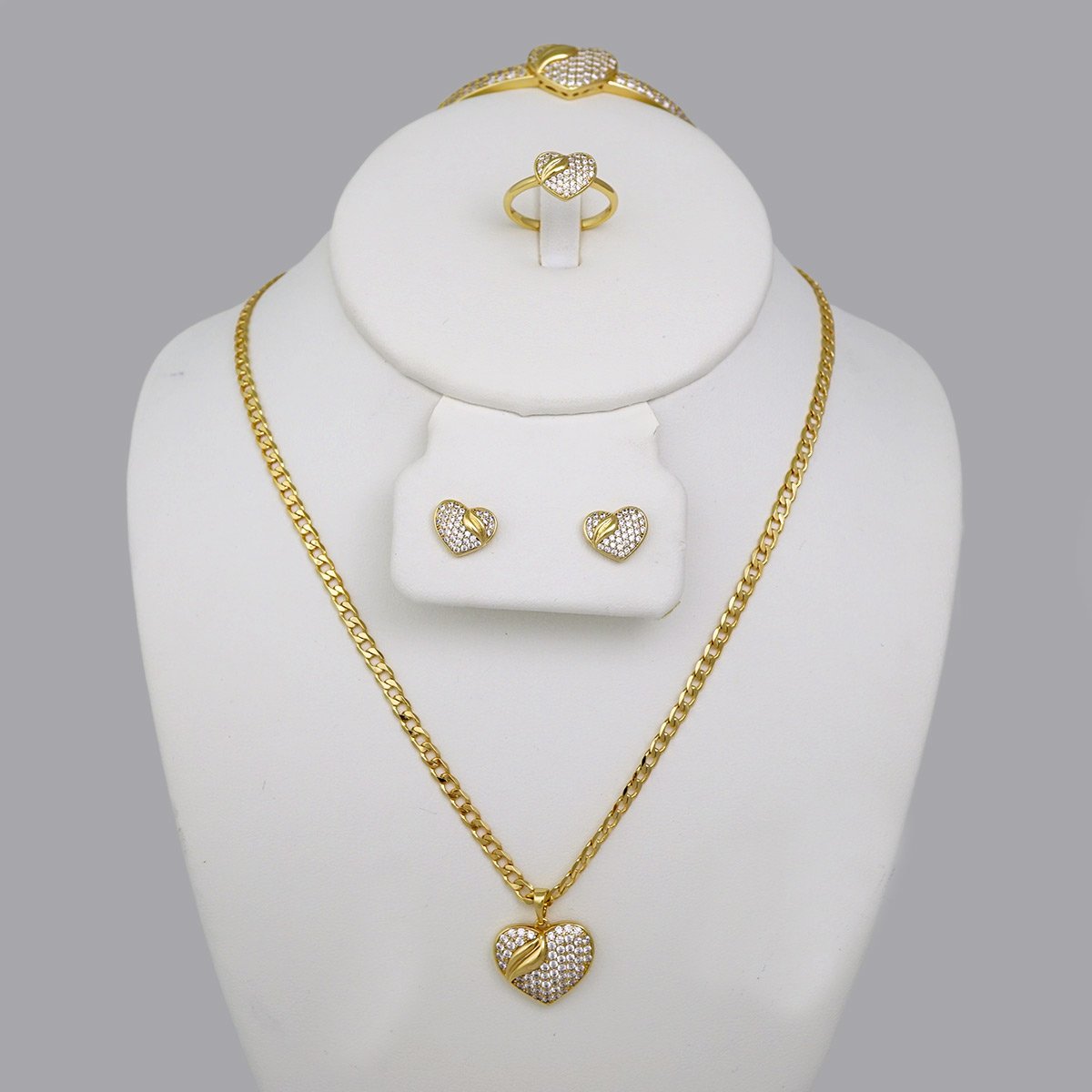 Cadenas & Colgantes & Earrings/ Rings/Bracelets/ Chain W/Pendants /14K Real Color/Zircon Stone// SET650