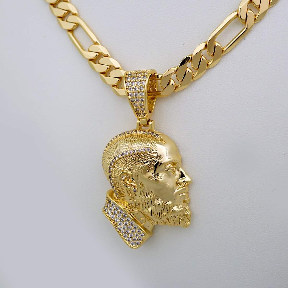 Cadenas & Colgantes/ Chain Men/Pendants/ 14K Real Color/ Zircon Stone/ 8mm x60cm// SET656 - Image 2