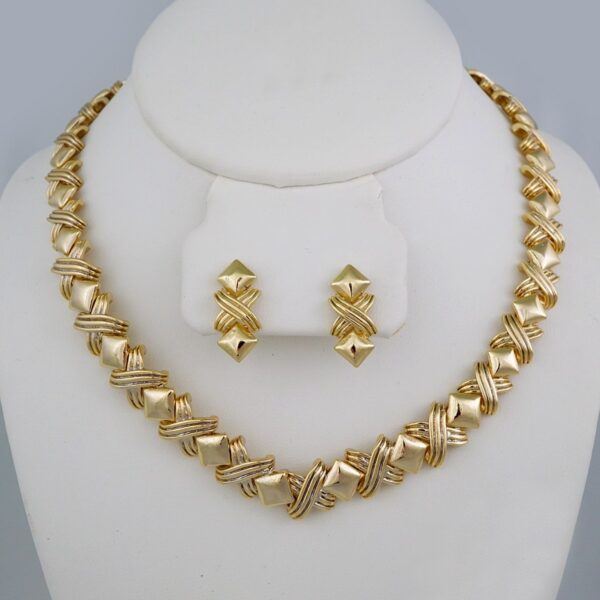 Gargantilla & Aretes / Choker W/ Earrings/ 14K Real Color/ Plain/ 10mm x 42cm// SET693