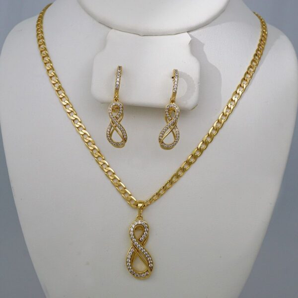 Cadenas & Colgantes & Earrings/ Chain W/Pendants /  14K Real Color/  Zircon Stone/  4mmx45// SET765