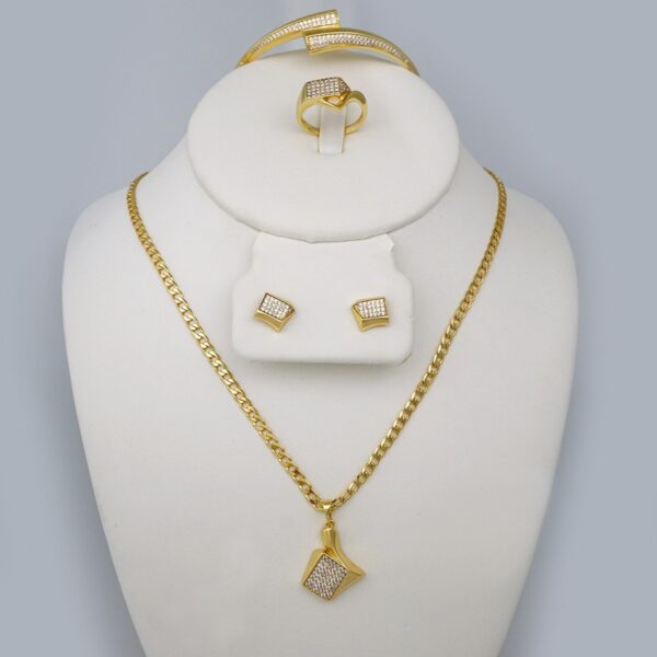 Cadenas & Colgantes & Earrings/ Rings/Bracelets/  Chain W/Pendants /14K Real Color/  Zircon Stone/ 3mmx45cm//SET766