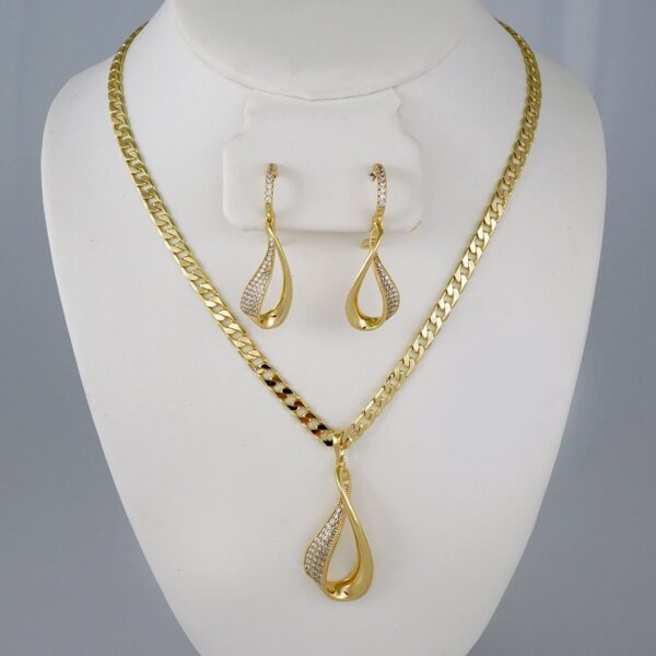 Cadenas & Colgantes & Earrings/ Chain W/Pendants /  14K Real Color/  Zircon Stone/  6mmx45cm// SET775