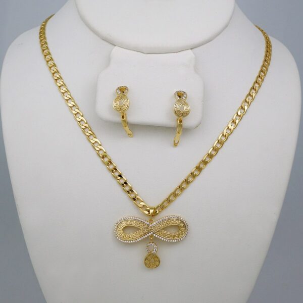 Cadenas & Colgantes & Earrings/ Chain W/Pendants /  14K Real Color/  Zircon Stone/  4mmx45cm// SET781