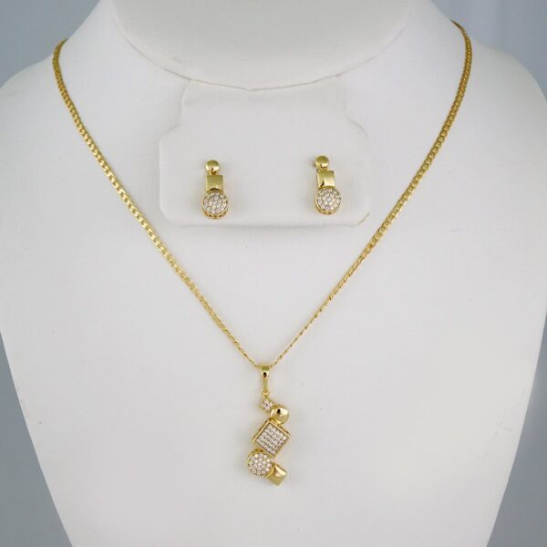 Cadenas & Colgantes & Earrings/ Chain W/Pendants /  14K Real Color/  Zircon Stone/  2mmx45cm// SET842