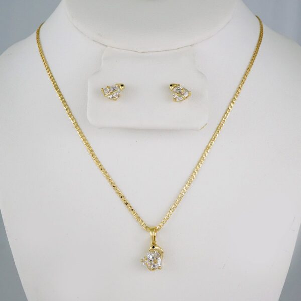 Cadenas & Colgantes & Earrings/ Chain W/Pendants /  14K Real Color/  Zircon Stone/  2mmx45cm// SET843