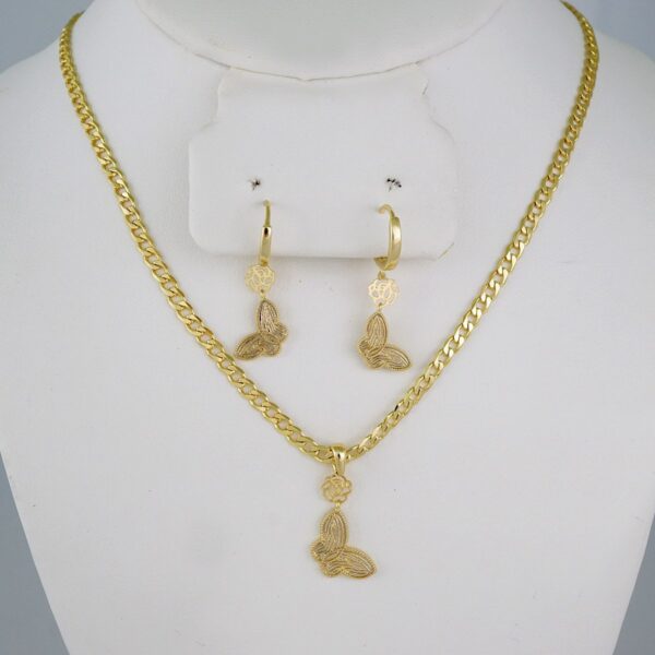 Cadenas & Colgantes & Earrings/ Chain W/Pendants /  14K Real Color/  Plain/  3mmx45cm// SET847