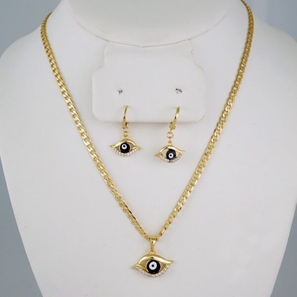 Cadenas & Colgantes & Earrings/ Chain W/Pendants /  14K Real Color/  Zircon Stone/3mmx45cm// SET849