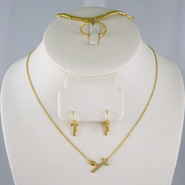 Cadenas & Colgantes & Earrings/ Rings/Bracelets/ Chain W/Pendants /14K Real Color/Zircon Stone// SET861