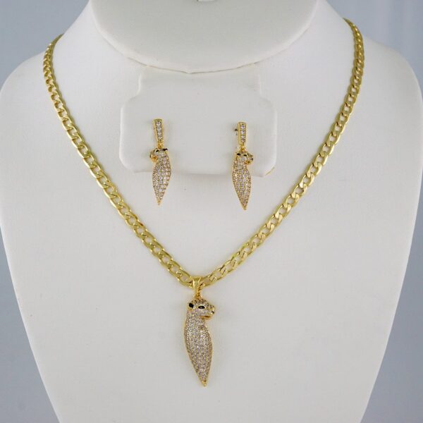 Cadenas & Colgantes & Earrings/ Chain W/Pendants /  14K Real Color/  Zircon Stone/ 4mmx45cm// SET862