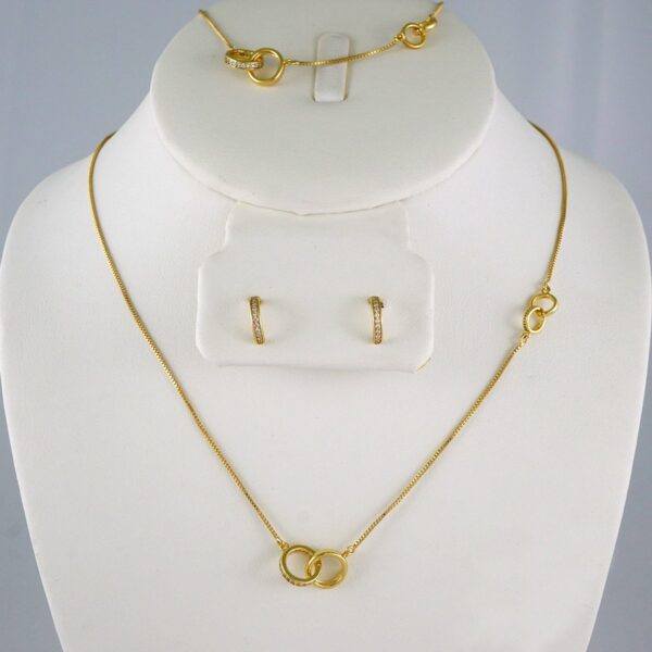 Cadenas & Colgantes & Earrings/Bracelets/ Chain W/Pendants /  14K Real Color/  Zircon Stone/  2mmx45cm// SET863