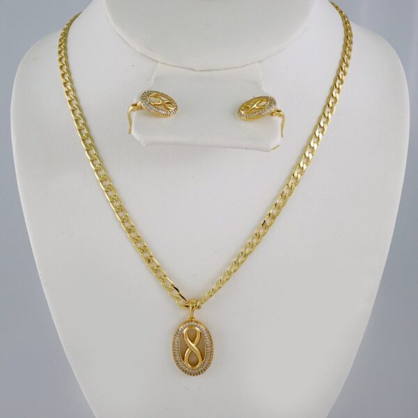 Cadenas & Colgantes & Earrings/ Chain W/Pendants /  14K Real Color/  Zircon Stone/  4mmx45cm// SET908