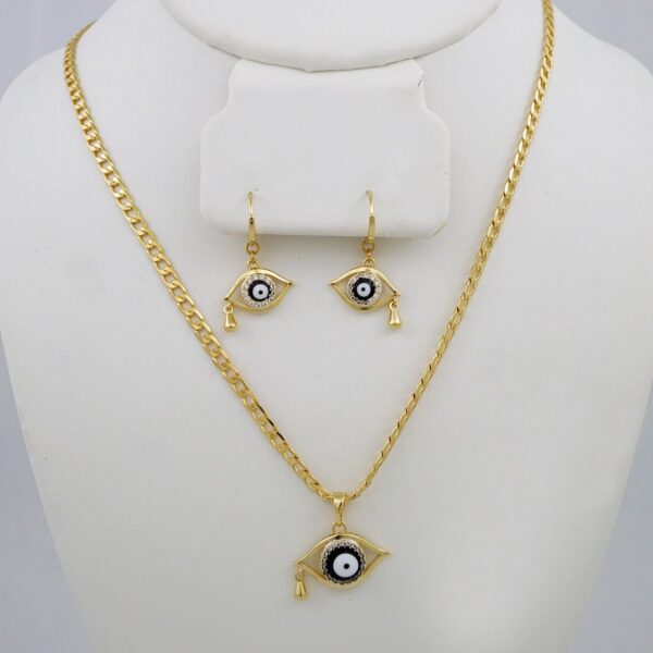 Cadenas & Colgantes & Earrings/ Chain W/Pendants /  14K Real Color/  Zircon Stone/  3mmx45cm// SET914