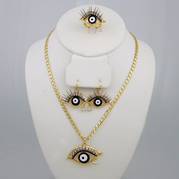 Cadenas & Colgantes & Earrings/ Chain W/Pendants /  14K Real Color/  Zircon Stone/  4mmx45cm// SET916