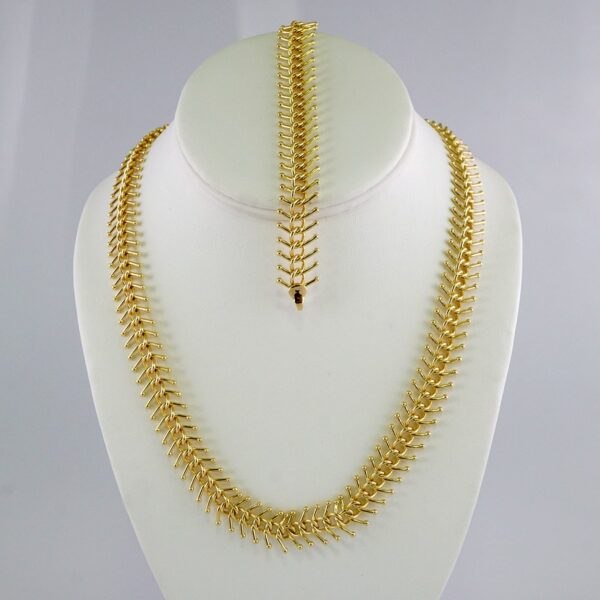 Gargantilla & Pulsera / Choker W/ Bracelet/  14K Real Color/  Plain/  8mm x 45cm// SET931