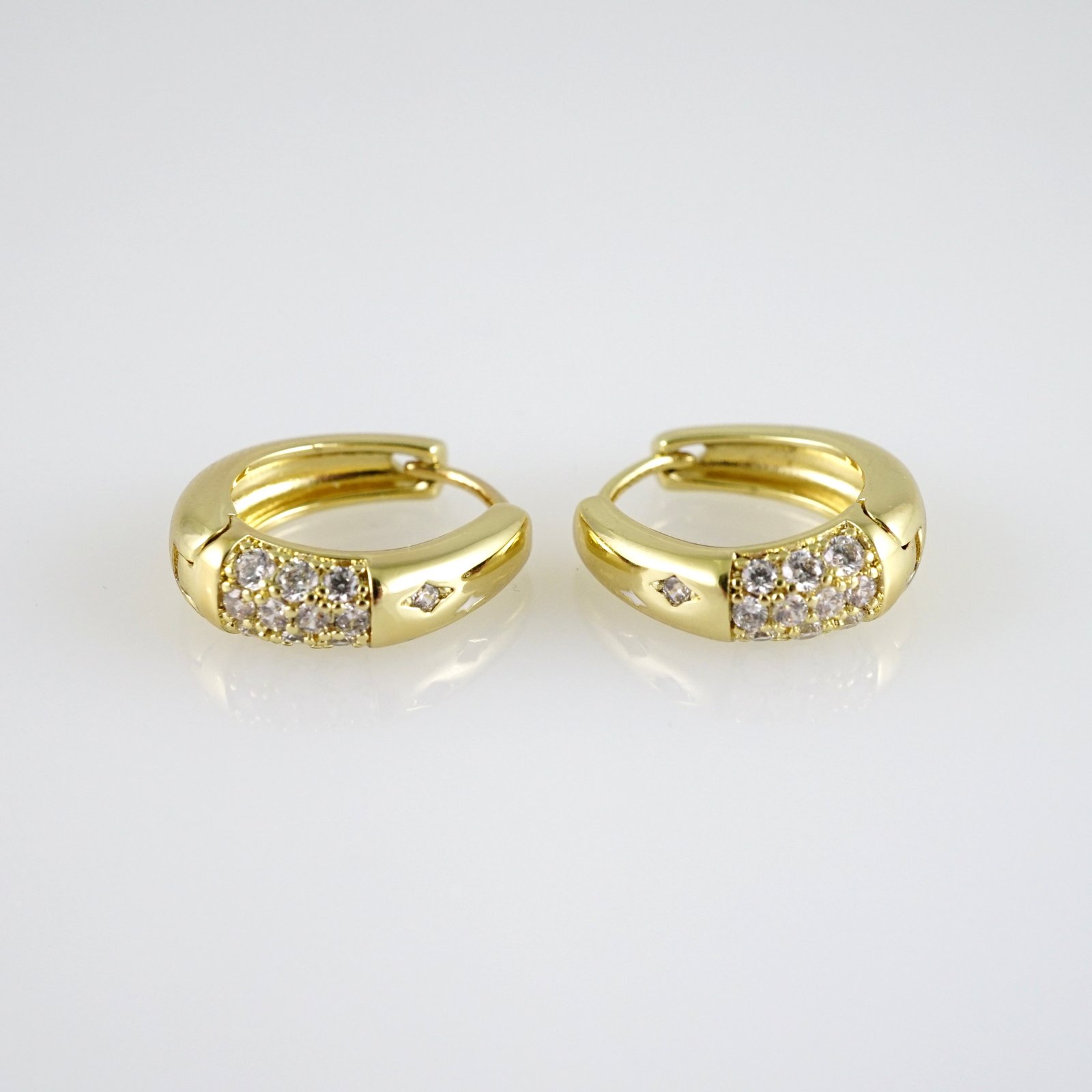 E2755 Earrings - Aretes - Zircon Stone - 14K Real Color