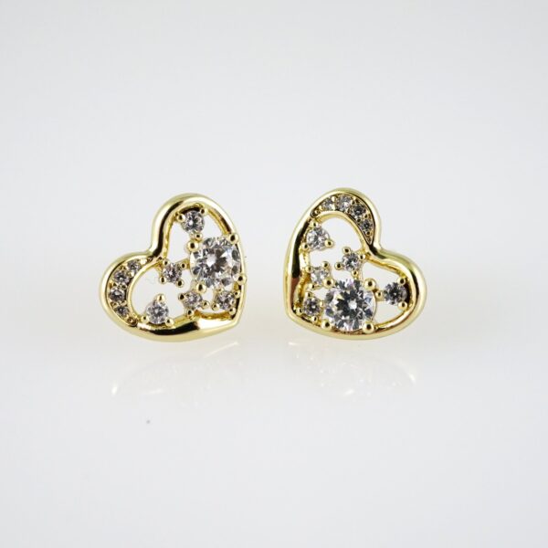 E2765 Earrings - Aretes - Zircon Stone - 14K Real Color