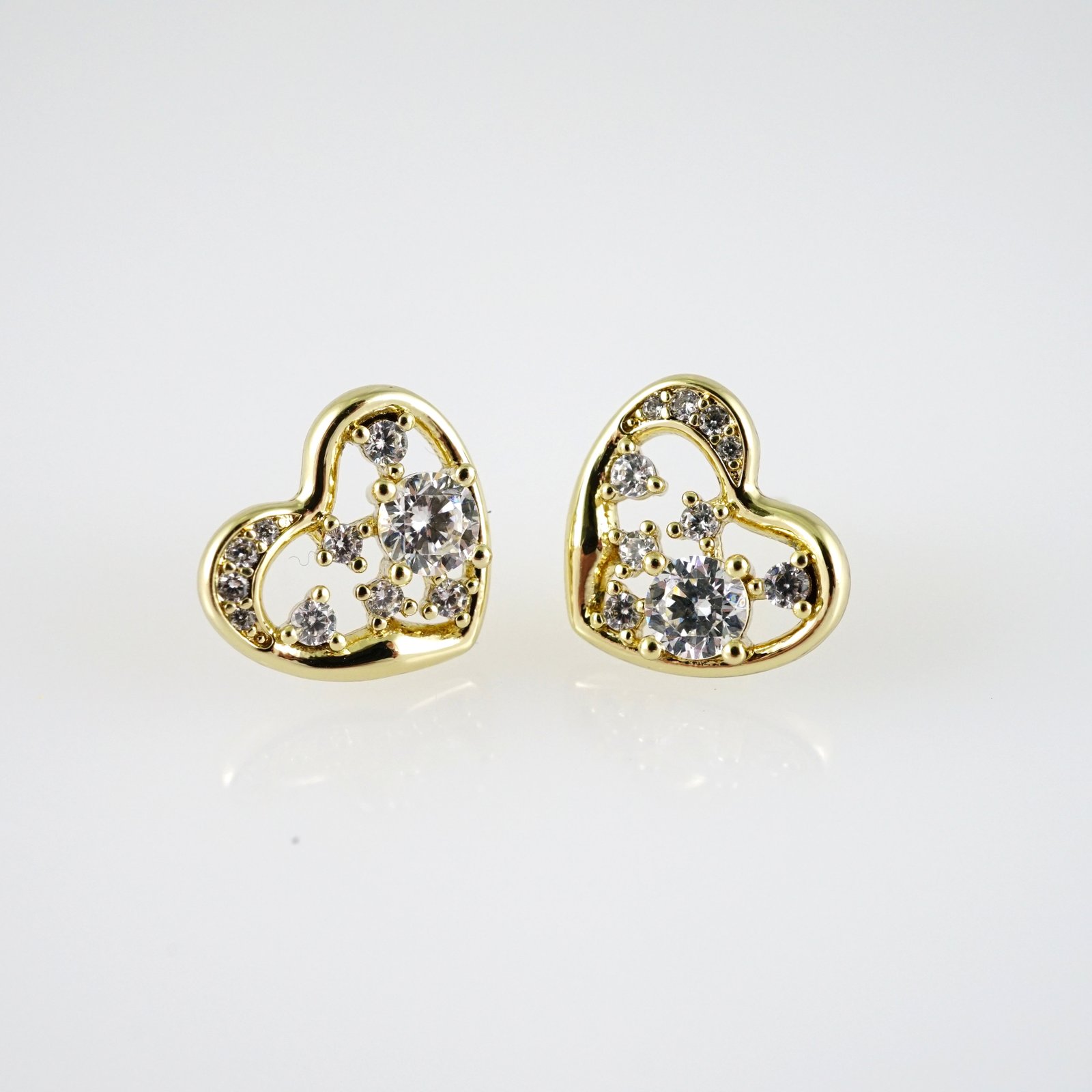 E2765 Earrings - Aretes - Zircon Stone - 14K Real Color