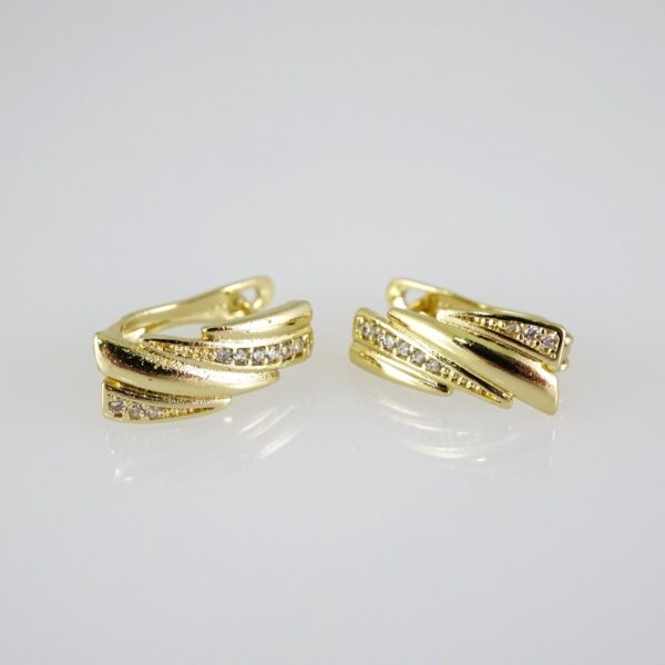 E2767 Earrings - Aretes - Zircon Stone - 14K Real Color
