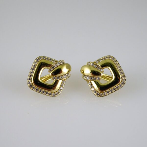 E2775 Earrings - Aretes - Zircon Stone - 14K Real Color