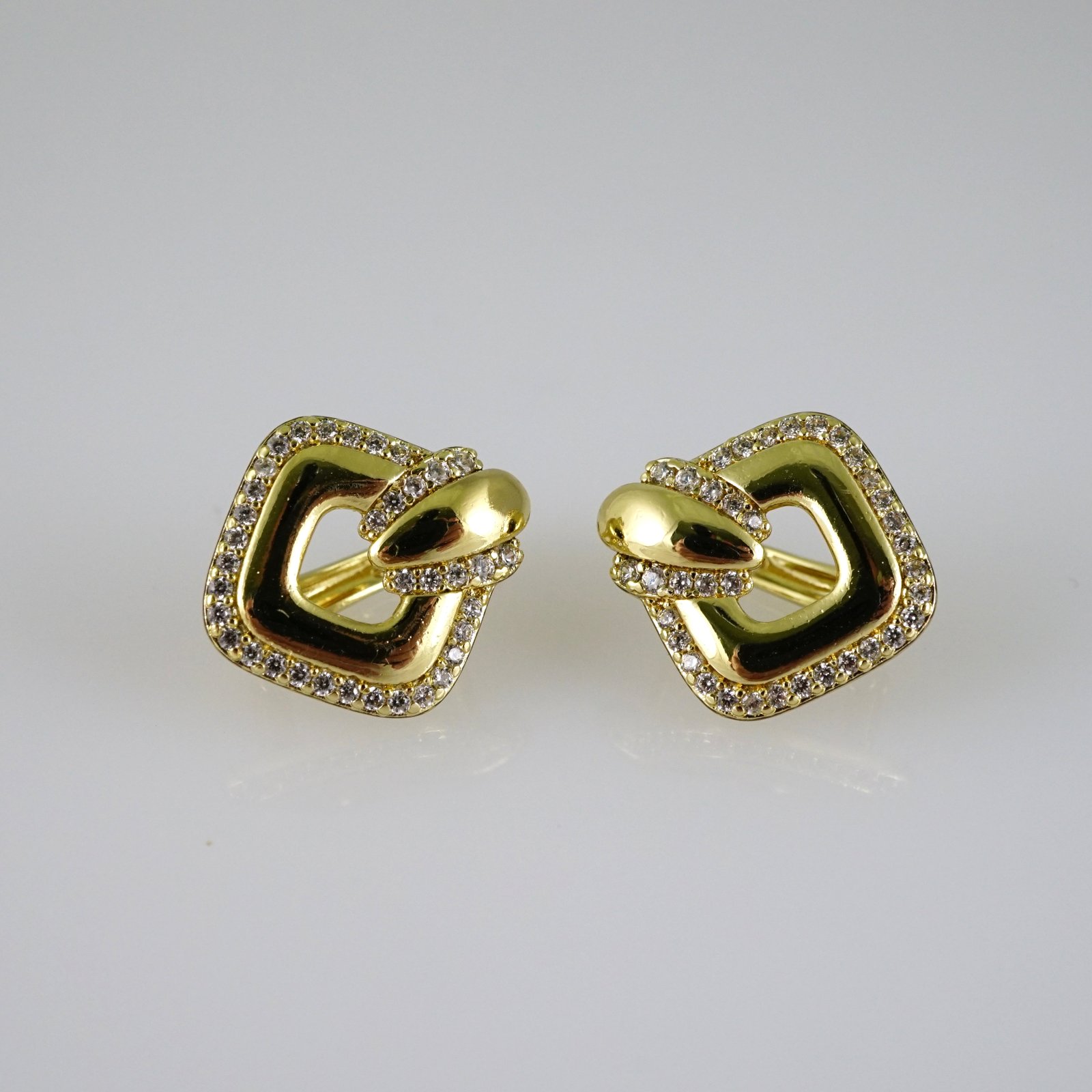E2775 Earrings - Aretes - Zircon Stone - 14K Real Color