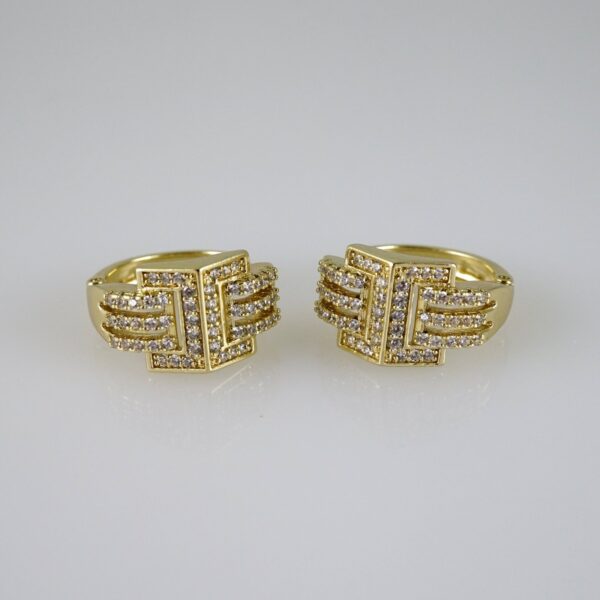 E2776 Earrings - Aretes - Zircon Stone - 14K Real Color