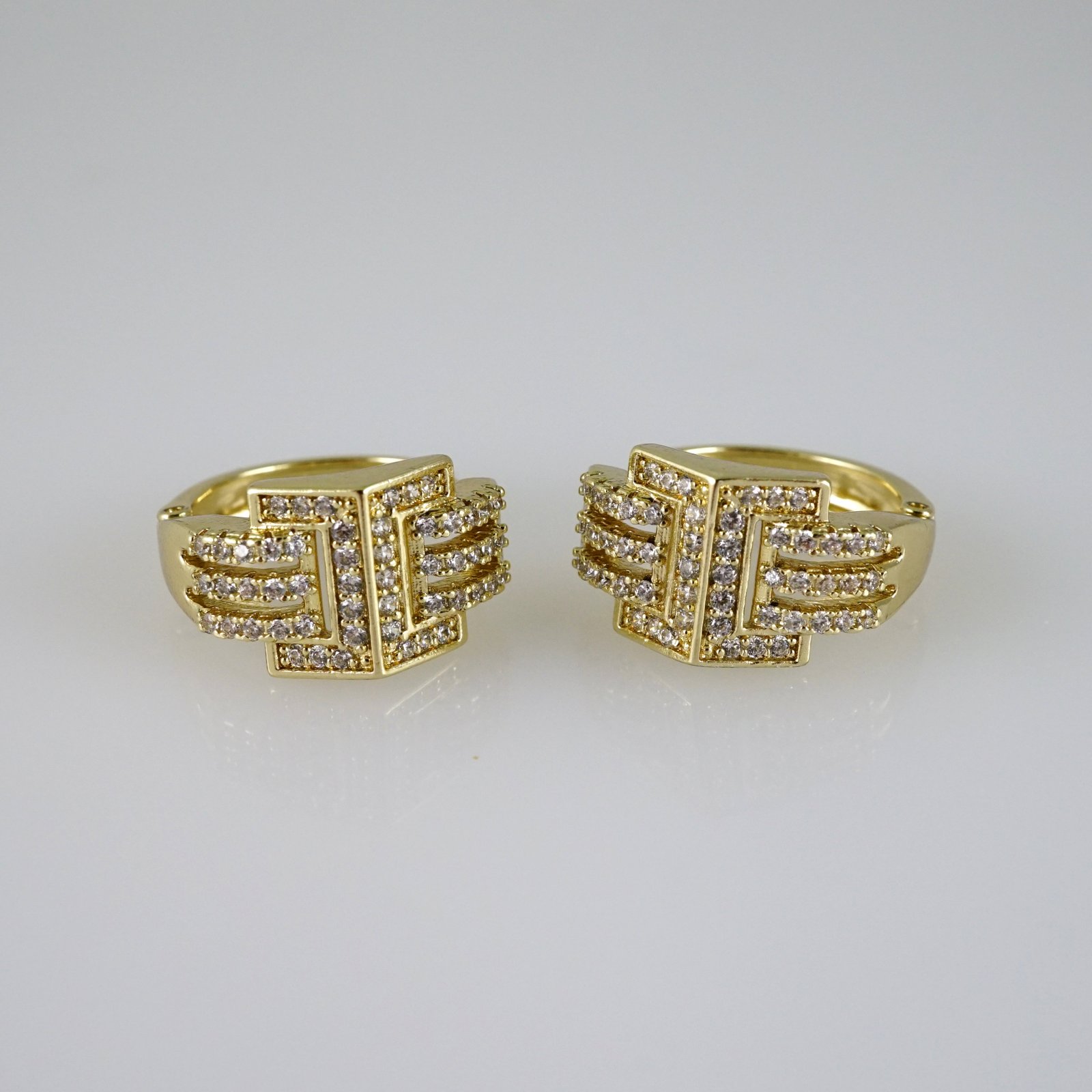 E2776 Earrings - Aretes - Zircon Stone - 14K Real Color