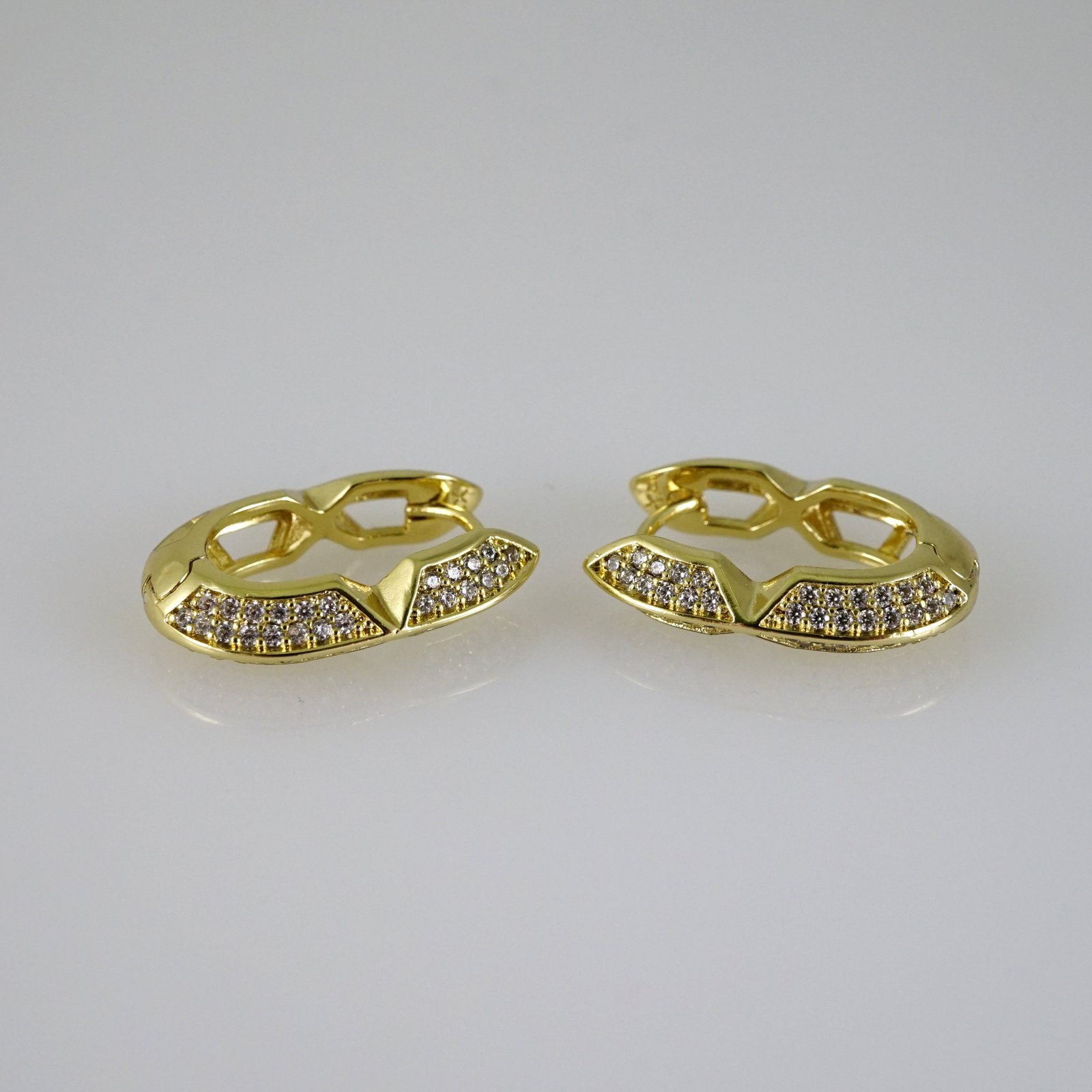 E2779 Earrings - Aretes - Zircon Stone - 14K Real Color