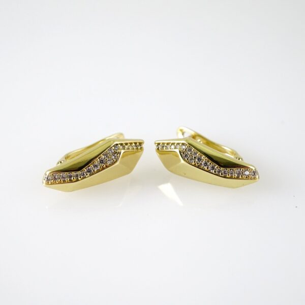 E2798 Earrings - Aretes - Zircon Stone - 14K Real Color